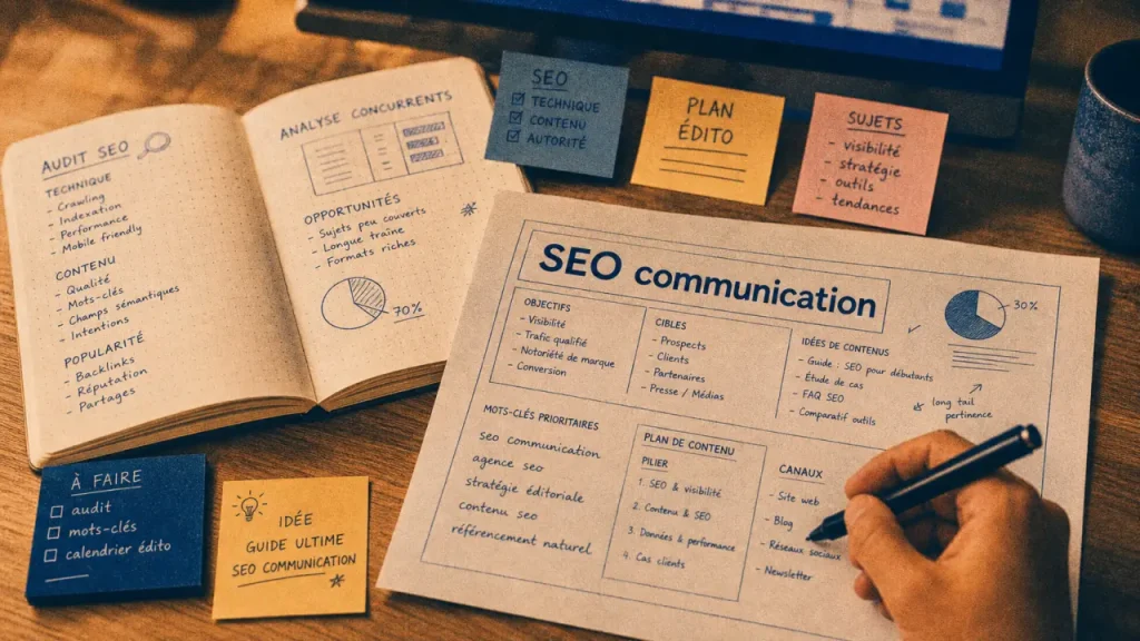 SEO en communication digitale : visibilité durable, contenu structuré et autorité de marque