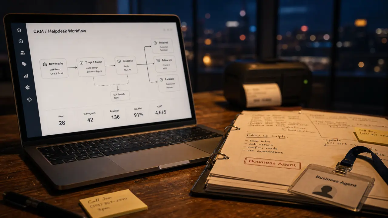 Business agent ia : laptop workflow CRM, supervision et déploiement