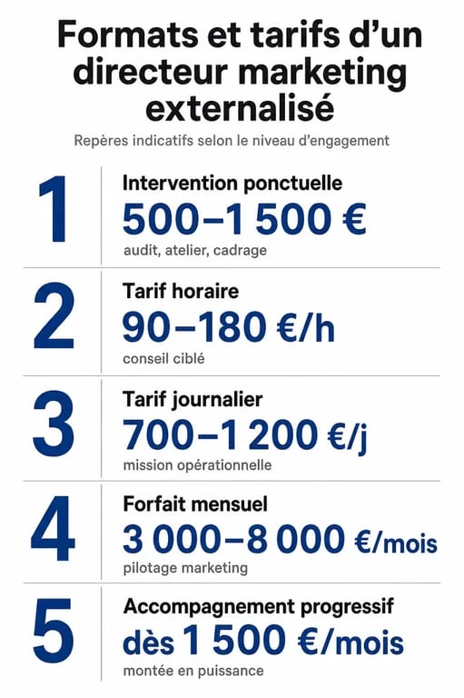 Tarifs d’un directeur marketing externalisé et formats d’intervention