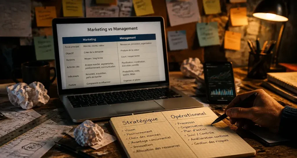 Marketing and management : différences marketing vs management