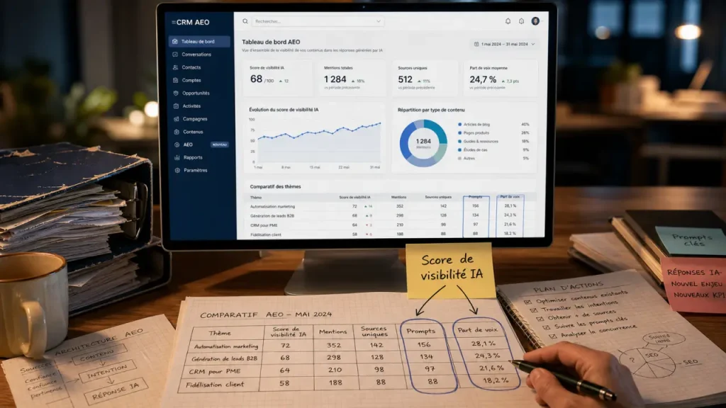Outils AEO en intégration marketing et CRM, visibilité IA sans changer de plateforme