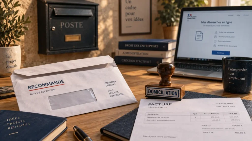 Auto entrepreneur domiciliation : enveloppe et boîte aux lettres pour protéger la vie privée