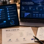 Avantages CRM avec intelligence artificielle : productivité et ROI sur écran CRM