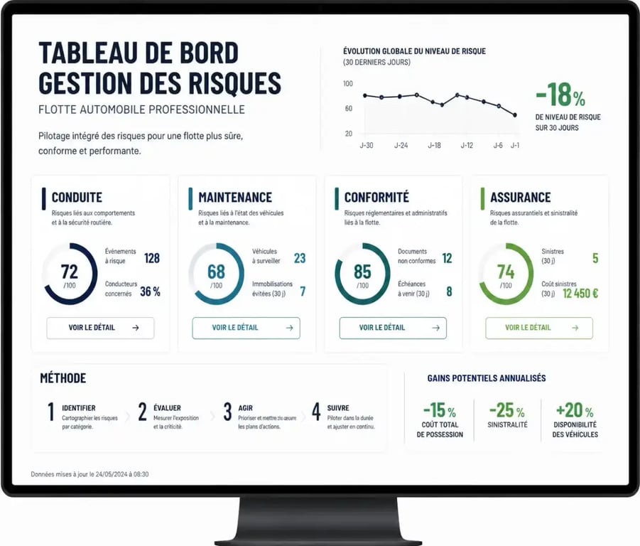 Optimiser la gestion des risques pour les flottes automobiles professionnelles avec un tableau de bord visuel des leviers clés