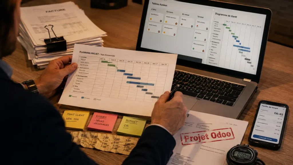 Gestion de projet Odoo : Kanban, Gantt et facturation sur un seul flux
