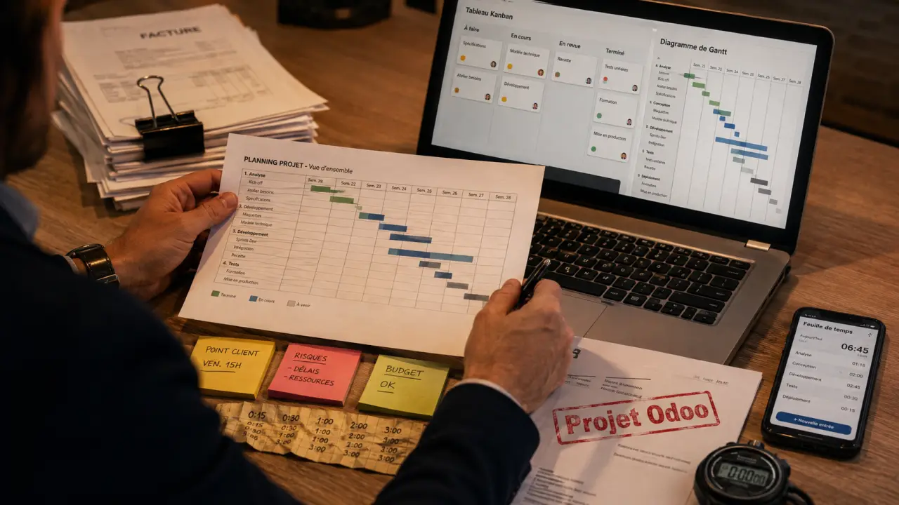Gestion de projet Odoo : Kanban, Gantt et facturation sur un seul flux