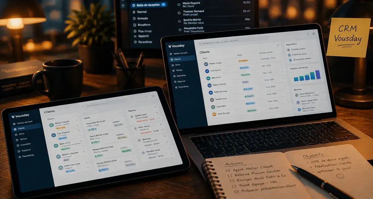 youday crm : CRM français sans modules, devis et tâches sur écran